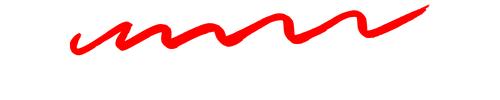 Red handwritten lipstick wavy line resembling a loose zigzag.