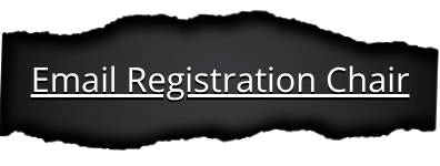 Button text "Email Registration Chair" in white font revealed hidden under a stretched torn paper strip with black paper background.