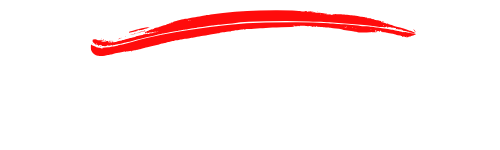 Decorative red lipstick stroke curved upward as a rough underline for emphasis.