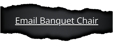 Button text "Email Banquet Chair" in white font revealed hidden under a stretched torn paper strip with black paper background.