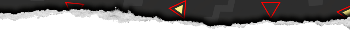 Torn paper strip reveals 80's-inspired hidden layer of red and yellow outlined triangles and charcoal zigzag patterns on a dark background underneath.