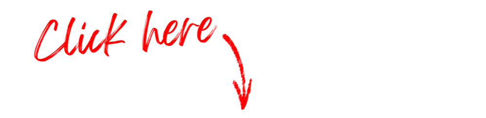 Red lipstick script lettering reads "Click here" with a curved arrow pointing down toward a button.