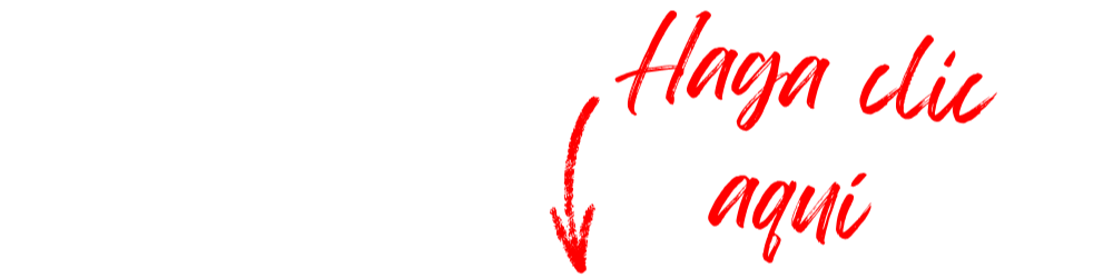 Red lipstick script lettering reads "Haga clic aquí" (click here in Spanish) with a curved arrow pointing down toward a button.
